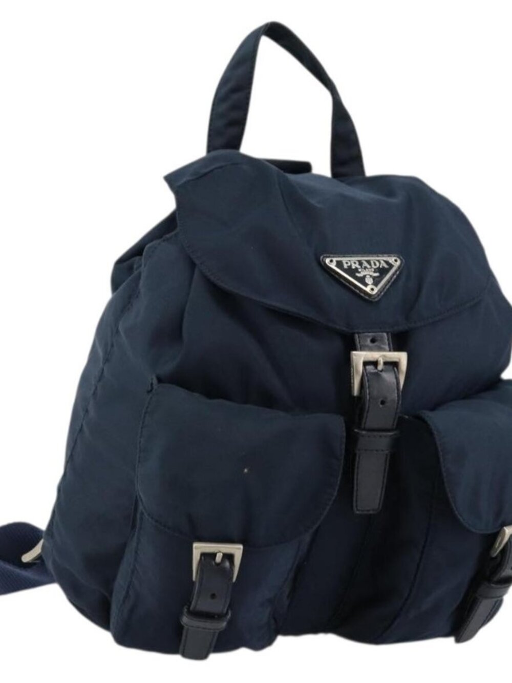 PRADA Backpack Nylon Navy Silver Auth 177799